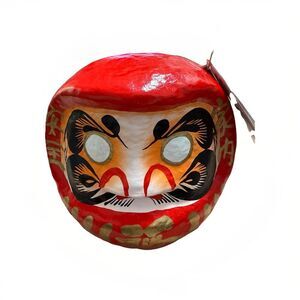 Japanese Paper Mâché Daruma Statue Naya 78 World Traveler Round Red Lucky Charm